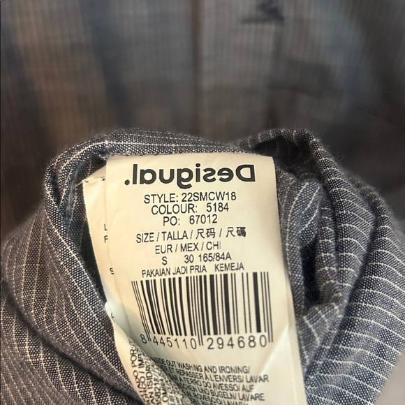 DESIGUAL Stripe Embroidered Shirt with Contrasting Pocket | Small | Unisex | - Picture 8 of 8